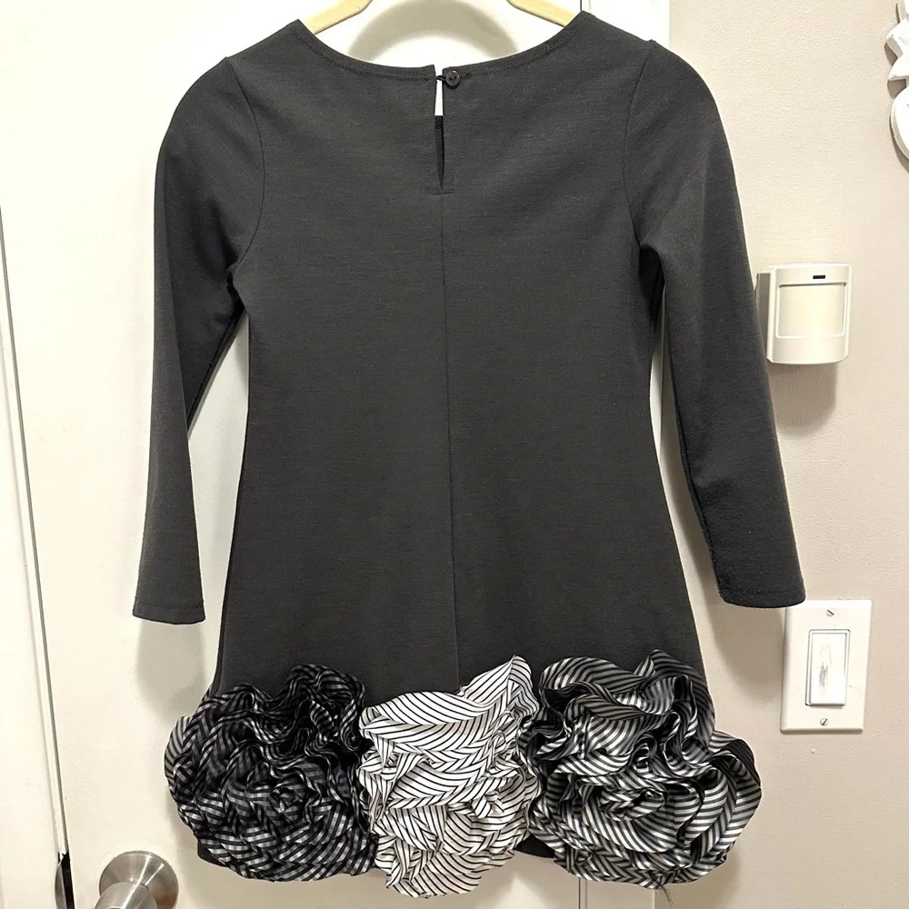 Biscotti Collezioni 3D Ruffle Flowers Dress Gray Black White Girls 7 fun formal